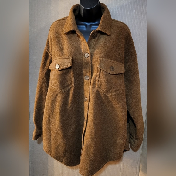 BLACK TAPE_ Dark Camel button up Shacket NWT sizes OX,1X & 3X - Picture 2 of 3